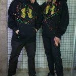 Džemperis su kapišonu vintage ”face uv green red”