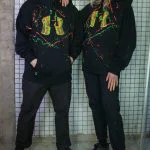 Džemperis su kapišonu vintage ”face uv green red”