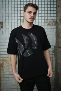 Organinės medvilnės unisex marškinėliai „Atšvaitinis veidas“